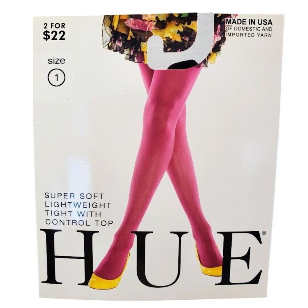Hue Vintage Super Soft Lightweight Tights With Control Top Size 1 Black USA Made